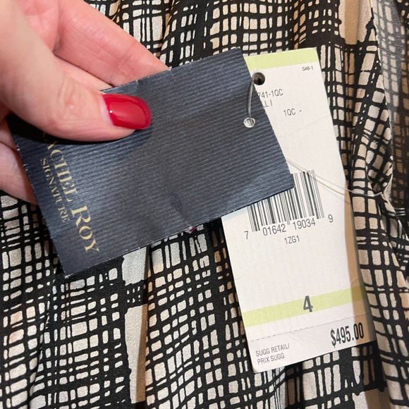 Rachel Roy brown and grey v-neck dress with print size 4 NWT - Picture 8 of 8